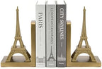 Eiffel Tower Decorative Bookends, Vintage Gold Book Ends for Shelves by Home