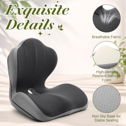 Chumia Ergonomic Seat Cushion Back Support for Office Chair Car, Gray - Image 3