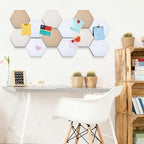 12x10 in 16 Pcs Hexagon Cork Board Tiles, Felt Pin Boards, Retro - Image 2