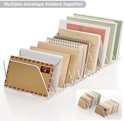 SANRUI Clear Acrylic Mail Sorter Desk Bill Organizer Holder, 5 Compartments - Image 4