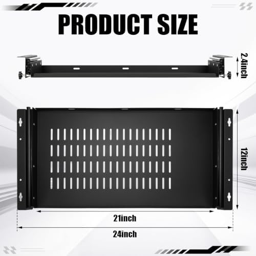 Sliding Under Desk Laptop Mount Shelf with Air Vents 21'' W x 12'' D Metal Under Desk Slide Out Tray Laptop Storage Tray for Home Office Standing Desks Workstations Cabinet Gaming - Image 3