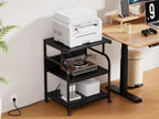 VECELO Adjustable Large Printer Stand with Power Outlet, 3-Tier Heavy Duty Cart on Lockable Wheels, Office Storage Table for Home Office, 3D Printer, Fax Machine, Scanner, Classic Black - Image 7