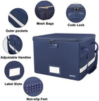 ENGPOW File Box with Lock, Fireproof Document Box with Zipper＆Pockets, Collapsible File Organizer Filing Storage Cabinet with Handle, Portable Home Office Safe for Hanging Letter/Legal Folder, Blue - Image 4