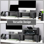 Mind Reader Dual Monitor Stand, Height Adjustable, Desktop Organizer, Laptop Riser, Office, 38.5"L x 11"W x 2.55-6.5"H, Black - Image 6