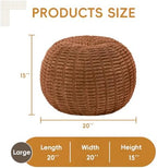 Hobestluk Stuffed Pouf Ottoman Footrest,Round Footstool,Large,Orange - Image 2