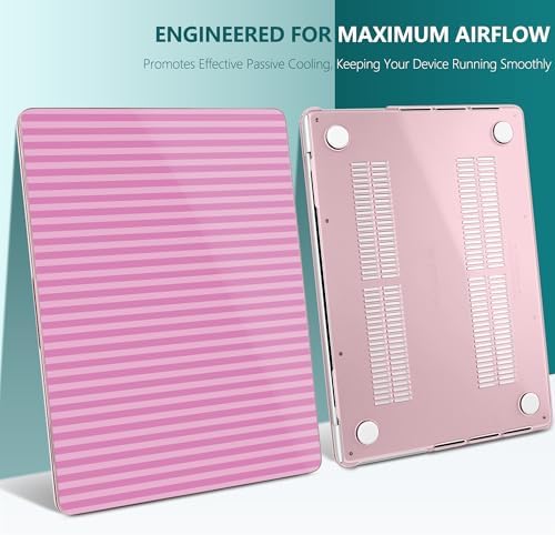DONGKE Compatible with MacBook Pro 16 Inch Case (2026-2021 Release, M5 M4 M3 M2 M1 Pro/Max Chip), Plastic Hard Shell with Keyboard Cover & Screen Protector for MacBook Pro 16", Pink Stripes - Image 4
