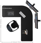 Chihein Leather Desk Mat L Shaped 61” x 72.8” x 23.6” (Black) - Image 2