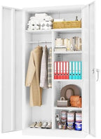 Greenvelly Metal Storage Cabinet with 2 Doors, White 72” Steel Storage Wardrobe Cabinet, Employees Locker Closet Clothing Coat Steel Wardrobe Cabinet with Hanging Rod for Garage, Gym, Home Office by Greenvelly