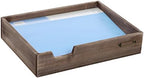 MyGift Set of 2 Vintage Distressed Finish Brown Wood Stackable Office Desktop Document Letter Paper Tray - Image 7