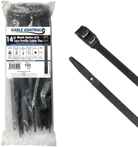 Kable Kontrol Low-Profile Cable Ties 14 Inch 100 Pcs, 120 Lbs Test - Black by KABLEKONTROL%C2%AE