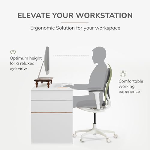 Anji Mountain Monitor Stand for Desk - Desktop Organizer & Laptop Riser, Ergonomic Monitor Riser, Space-Saving, Durable, Easy Assembly & Ideal for Home & Office,Walnut, 24-Inch, Classic - Image 3
