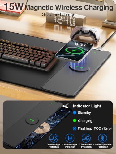 Magnetic Wireless Charging Mouse Pad, 31.5"x15.8" Large Desk Mat - Image 2