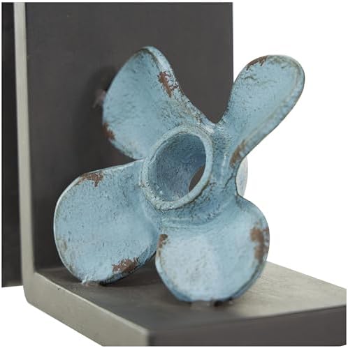 Deco 79 Metal Boat Bookends, Set of 2 Bookends 6" W, 7" H, Teal - Image 4