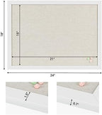 White Cork Board Bulletin Board with Linen, Wood Framed 24" x 18" Corkboard, Office Board for Wall Decor, Wall Mounted Pin Board Picture Board with 20 Pushpins for School, Home & Office - Image 6