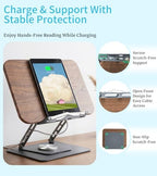 Aoviho Book Stand for Reading, 360° Rotating Book Holder with Page Clip - Image 4
