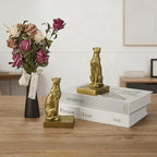 Gold Cheetah Book Ends, Decorative Leopard Bookends for Shelves - Image 5