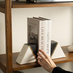 Cork & Mill Marble Bookends with Gold Brass, Grey and White, Set of 2 - Image 5