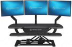VERSADESK PowerPro 40 Inch Electric Standing Desk Converter – Push-Button Height Adjustable Sit to Stand Desk Riser for Triple Monitors & Laptop – Motorized Desktop Workstation with Wide Keyboard Tray by VERSADESK