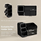 HBlife Desk Organizer with Pen Pencil Holder for Desk, Pen Organizer with 2 Drawers, Desk Organizers and Accessories with 4 Compartments, Desktop Storage for Office Home School Art Supplies, Black - Image 5