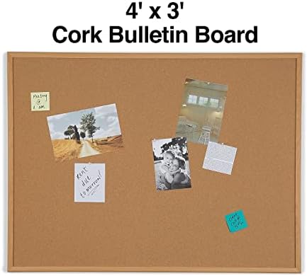 Staples Cork Bulletin Board, Oak Frame, 4x3 Ft, 2-Pack - Image 2