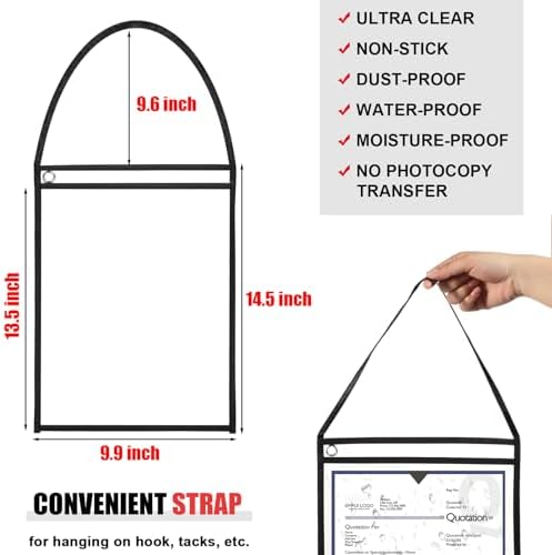 Geyee 50 Pack Job Ticket Holders Work Order Plastic Sleeves,Black and Red - Image 2