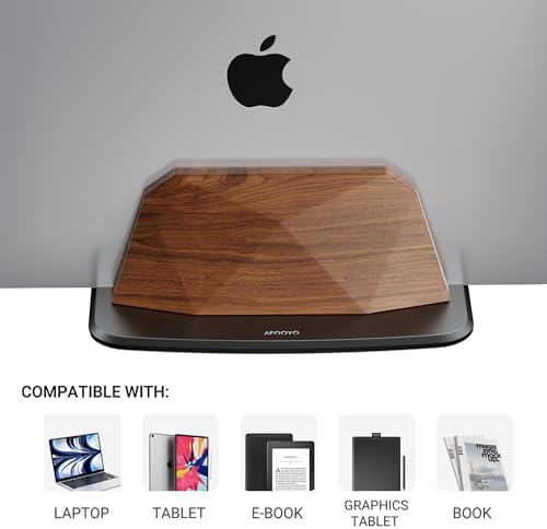 AFOOYO Vertical Laptop Stand - Dual Slots Walnut Adjustable Laptop Holder,Desktop Dock Compatible with All MacBook, Surface,Chromebook,Dell & More(Walnut) - Image 2