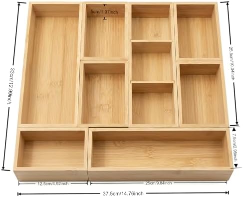 Bamboo Drawer Organizer, Natural, M - Image 3