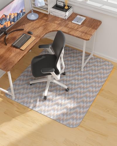 Blvornl Large Office Chair Mat for Hardwood Floor, Rolling Chair Chair Mat for Hard Wood, Large Anti-Slip Hard Floor Protector, Heavy Duty Computer Desk Rug for Office and Home 53"*45" by Blvornl