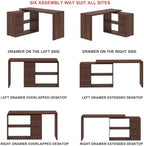 HSH Walnut L Shaped Desk Corner Desk with 3 Storage Drawers 55 inch - Image 3