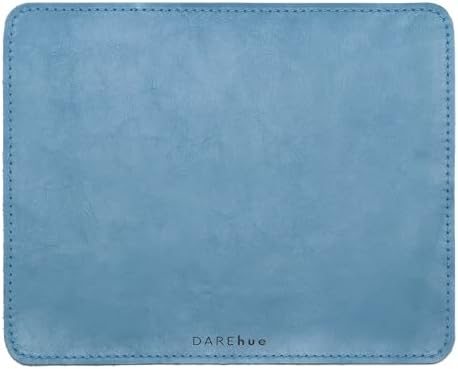 Full-Grain Leather Mouse Pad - Genuine Leather Mouse Mat with Non-Slip Backing, 3mm Thick, Smooth Mouse Glide, Desk Accessory for Office, Work & Gaming (Sky Blue, Large 11.8 x 9.8 in) by DAREhue