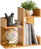 Aibiju Short Bookshelf Small Desk Organizer, Cactus Bookshelf Unique Bookcase, Book Display Shelf Small Plant Stand for Tabletop, Natural Wood Color YD-DSR002N by Aibijusolidwoodfurniture