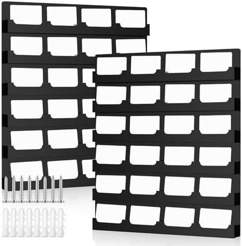 Suzile 2 Pcs 48 Business Card Holder Wall Mount 24 pockets each Business Card Display Wall with Hanging Hardware Acrylic Business Multiple Sticker Display for Office Home, 17.7'' x 15.7'', Black by Suzile