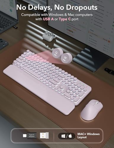 Wireless Keyboard and Mouse Backlit - Typewriter, Magnetic Wrist Rest - Image 3