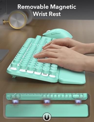 Wireless Keyboard and Mouse Backlit - Typewriter, Magnetic Wrist Rest - Image 5