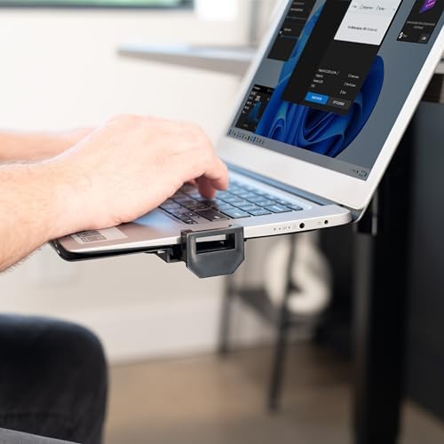 VIVO Clamp-on 12 x 9 inch Rotating Laptop Tray, Extra Sturdy Single Desk Swivel Clamp, Ergonomic Typing, Black, MOUNT-LAP1CB - Image 4