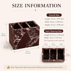 Purple Red Marble 3-Compartment Pen Holder for Desk - Image 3