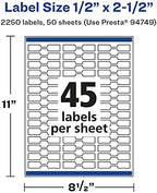 Avery® Glossy White Barbell Labels, Sure Feed® Technology, 0.5" x 2.5", 2,250 Glossy White Labels, Permanent Adhesive, Laser/Inkjet Printable - Image 4