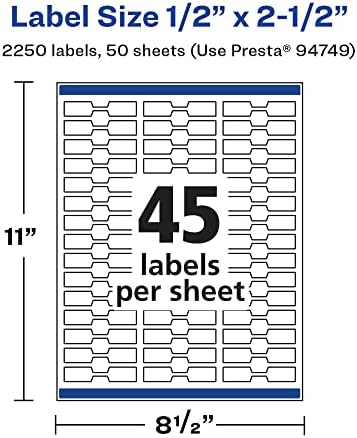 Avery® Glossy White Barbell Labels, Sure Feed® Technology, 0.5" x 2.5", 2,250 Glossy White Labels, Permanent Adhesive, Laser/Inkjet Printable - Image 4