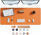 Large Desk Pad Non-Slip Desk Mat Protector for Keyboard Mouse Waterproof Vegan Leather Surface Faux Leather Laptop Mat Smooth Mouse Pad Premium Gift Tube Sunset Orange 55" X 17" by Promattoo
