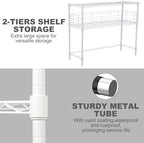 White Desk Hutch for Dorm 2 Tier Desktop Hutch Bookshelf Carbon Steel Metal Shelf Bookcase for Top of Desk Countertop Storage Organizer for University College Dorm Office 36 x 28 x 12 Inch - Image 5
