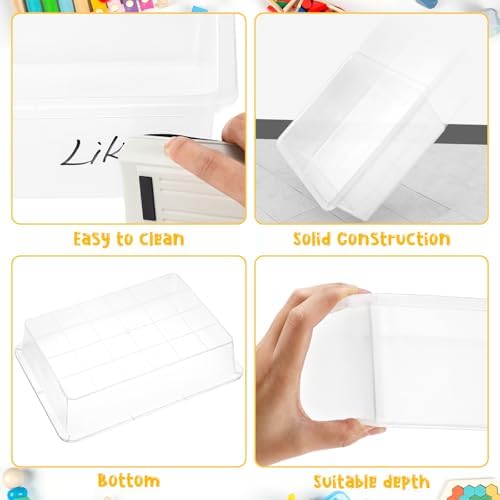 Hoteam 20 Pack Flat Bins Paper Trays,Clear,13.78 X 9.84 X 3.15 Inch - Image 2