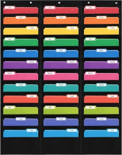 Essex Wares - 36 Pocket File Pocket Chart, Black, 42" Wide x 55" Tall by EssexWares