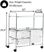 Giantex Rolling Storage Cart w/ 4 Drawers 2 Shelves Metal Rack Shelf Home Office School Beauty Salon Utility Organizer Cart with Wheels (White) - Image 3