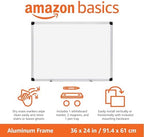 Amazon Basics Magnetic Dry Erase Whiteboard, 36"W x 24"H, Aluminum Frame, Silver/White, Easy to Install and Clean - Image 2