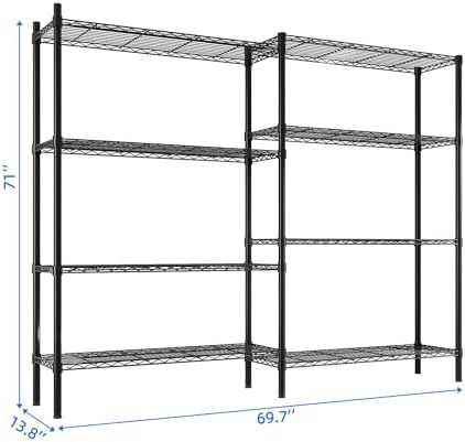 8 Tier Storage Racks Shelving, Heavy Steel Pantry Shelves, Adjustable Wire Shelving Rack, Suitable for Garage, Kitchen, Bathroom, Office, 35" W x 14" D x 106" H, Black - Image 3