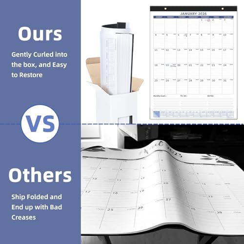 Ospelelf 2026 Large Wall Calendar with Plastic Cover, 22 x 17 Monthly Desk Calendar, 18 Month Family Office Calendar 2026-2027, Use Jan 2026 - June 2027, Blue - Image 5