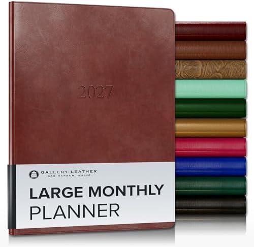 Gallery Leather Large Monthly Planner 2026-2027 Acadia Tan by GalleryLeather
