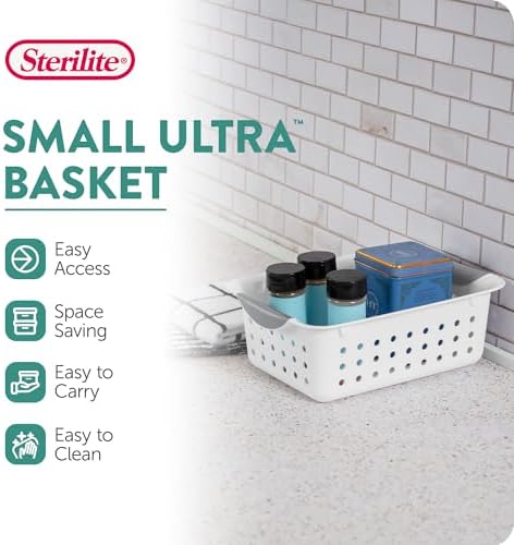 Sterilite Small Ultra Basket Plastic Storage Organizer Bin, White, 24-Pack - Image 3