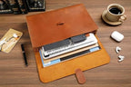 Genuine Leather File Folder, Accordian File Organizer, Leather Document Holder Resume Folio for Men & Women - Brown - Image 6