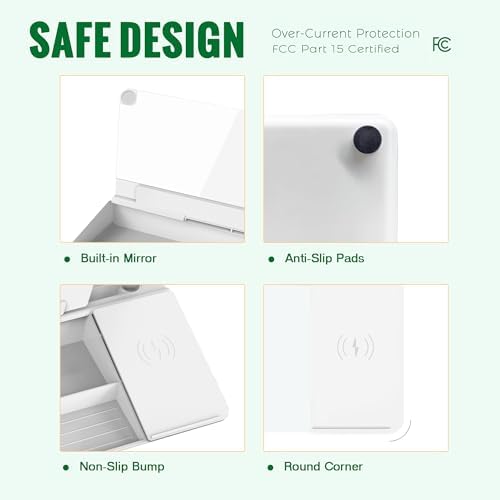 SELEAD Desktop Glass Whiteboard with Wireless Charger and Mirror, White - Image 5